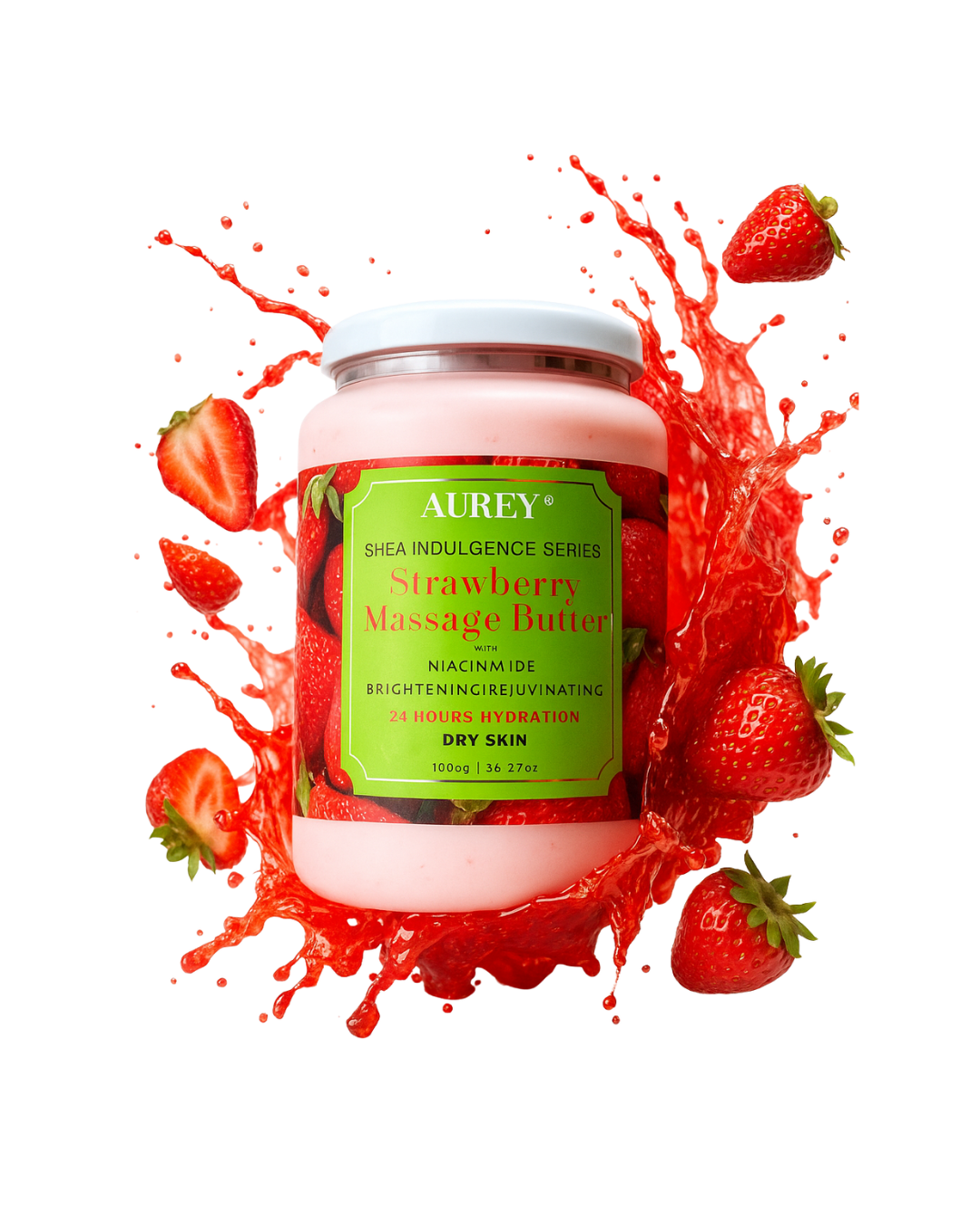 Aurey Strawberry Massage Butter with Niacinamide | Deep Nourishment & Hydration for Smooth, Radiant Skin | 1000g