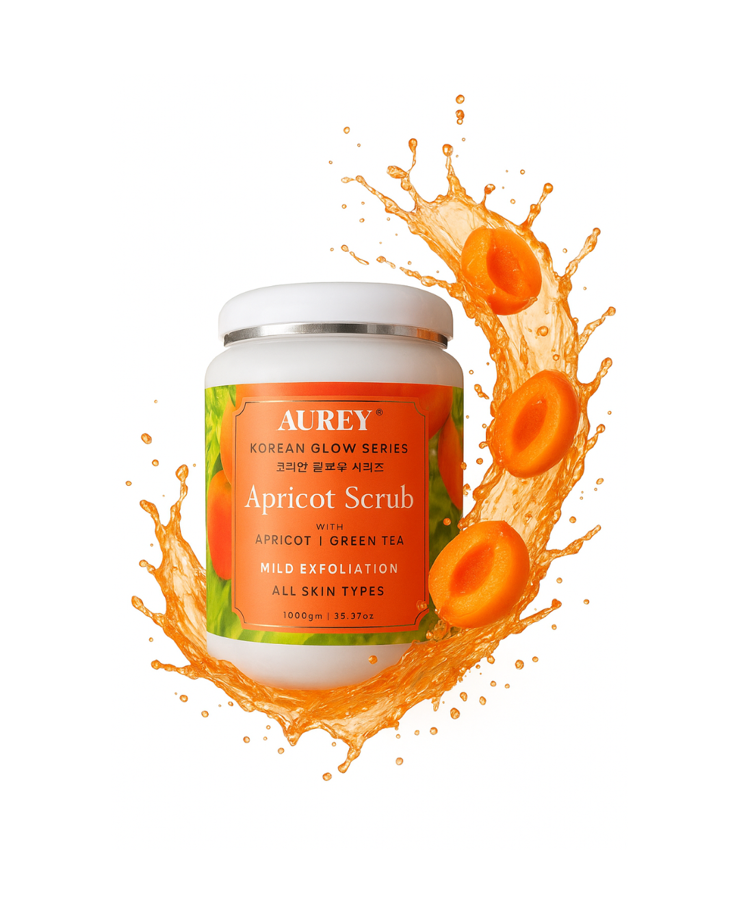 Aurey Korean Apricot Scrub with Apricot & Green Tea | Exfoliating & Revitalizing Body Scrub for Smooth, Glowing Skin | 1Kg