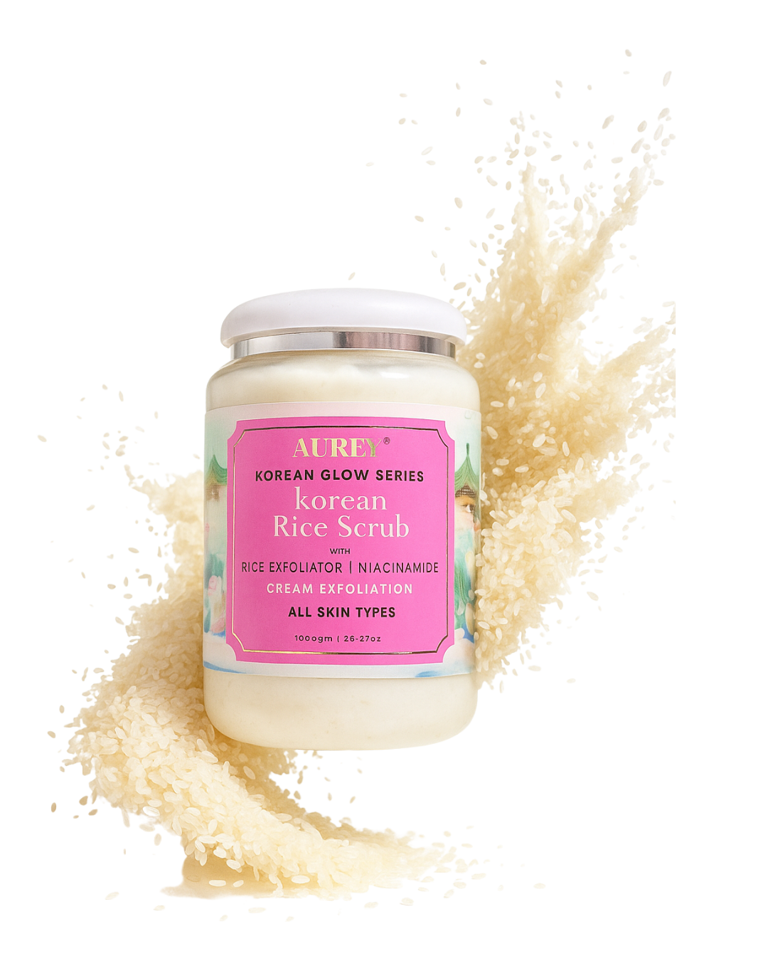 Aurey Korean Rice Scrub with Rice Exfoliator & Niacinamide | Gentle Exfoliation & Brightening Skin Care | 1Kg